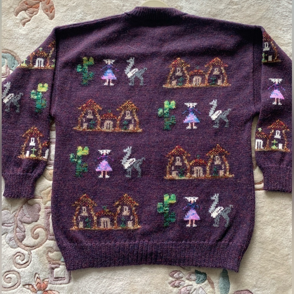 BABY ALPACA Women’s Medium Purple Knit Button Down Cardigan - Picture 14 of 15